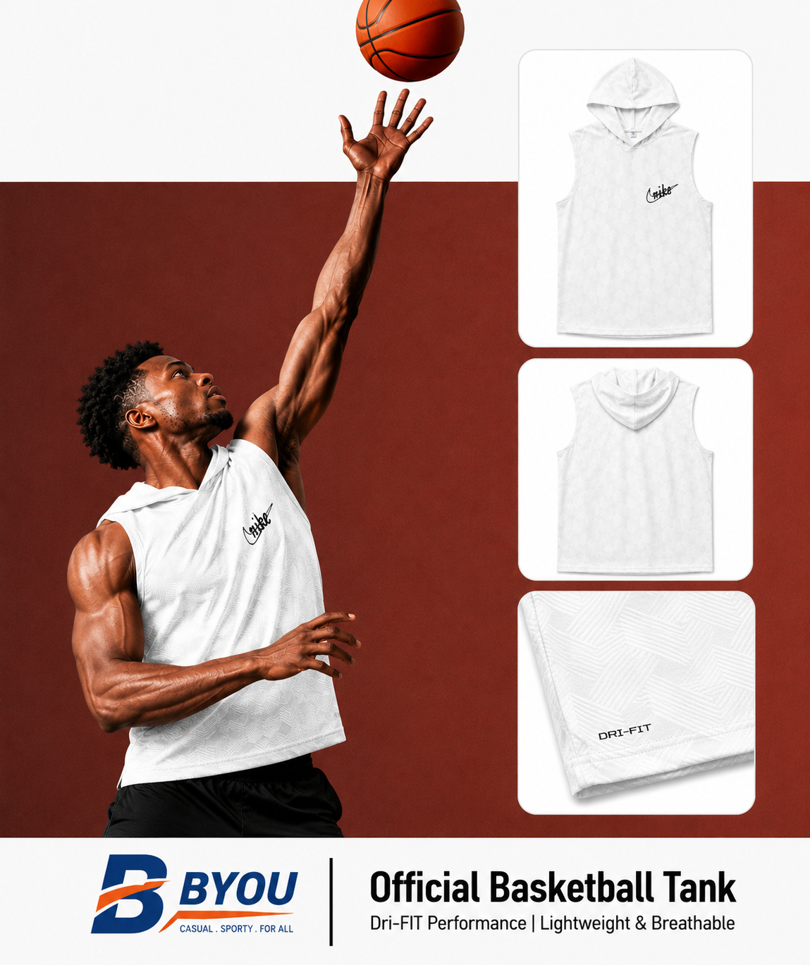 Basketball Training kit (White-HOODY)