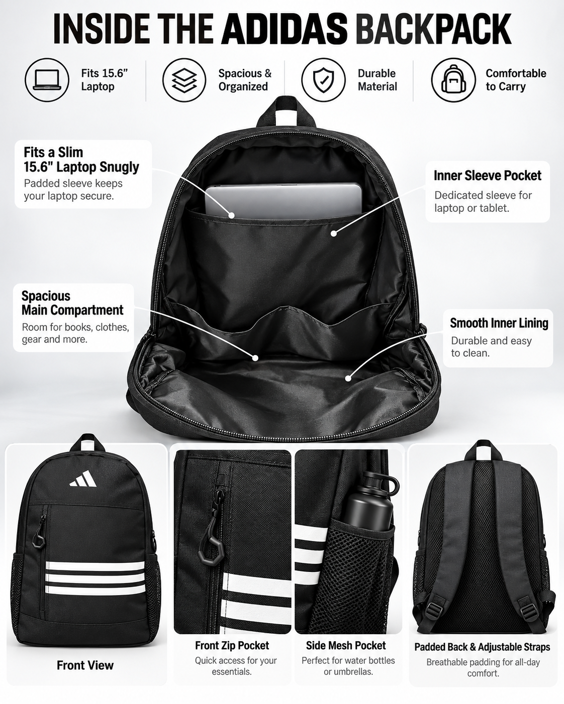 Adidas Everyday Sports Backpack | School, Gym & Laptop