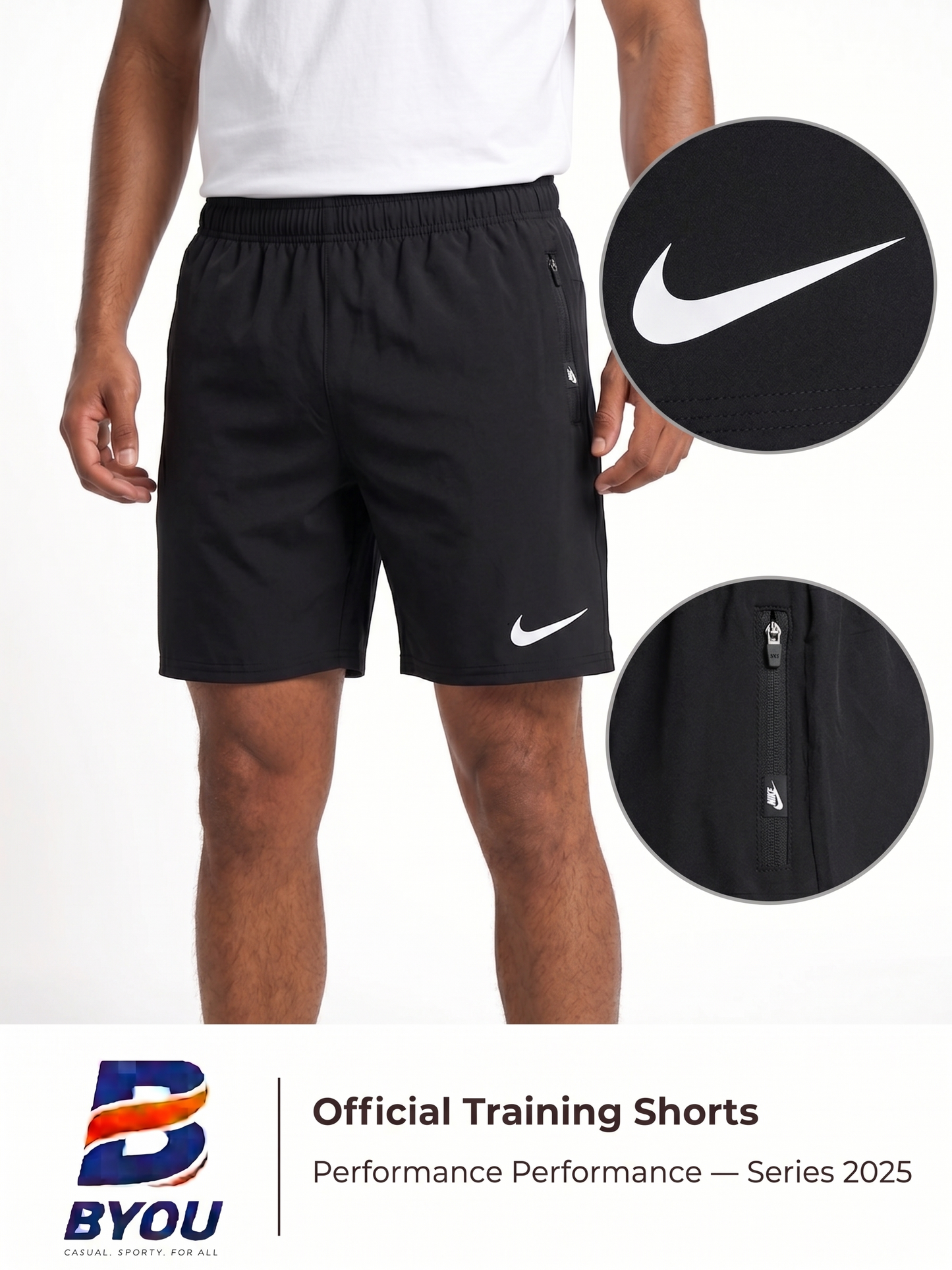 Nike black and white sports shorts