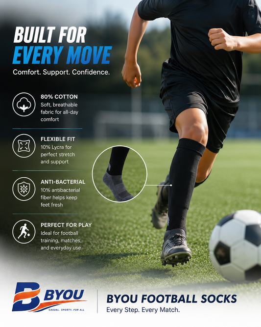 BYOU ProShield Kids Football Socks (Black)