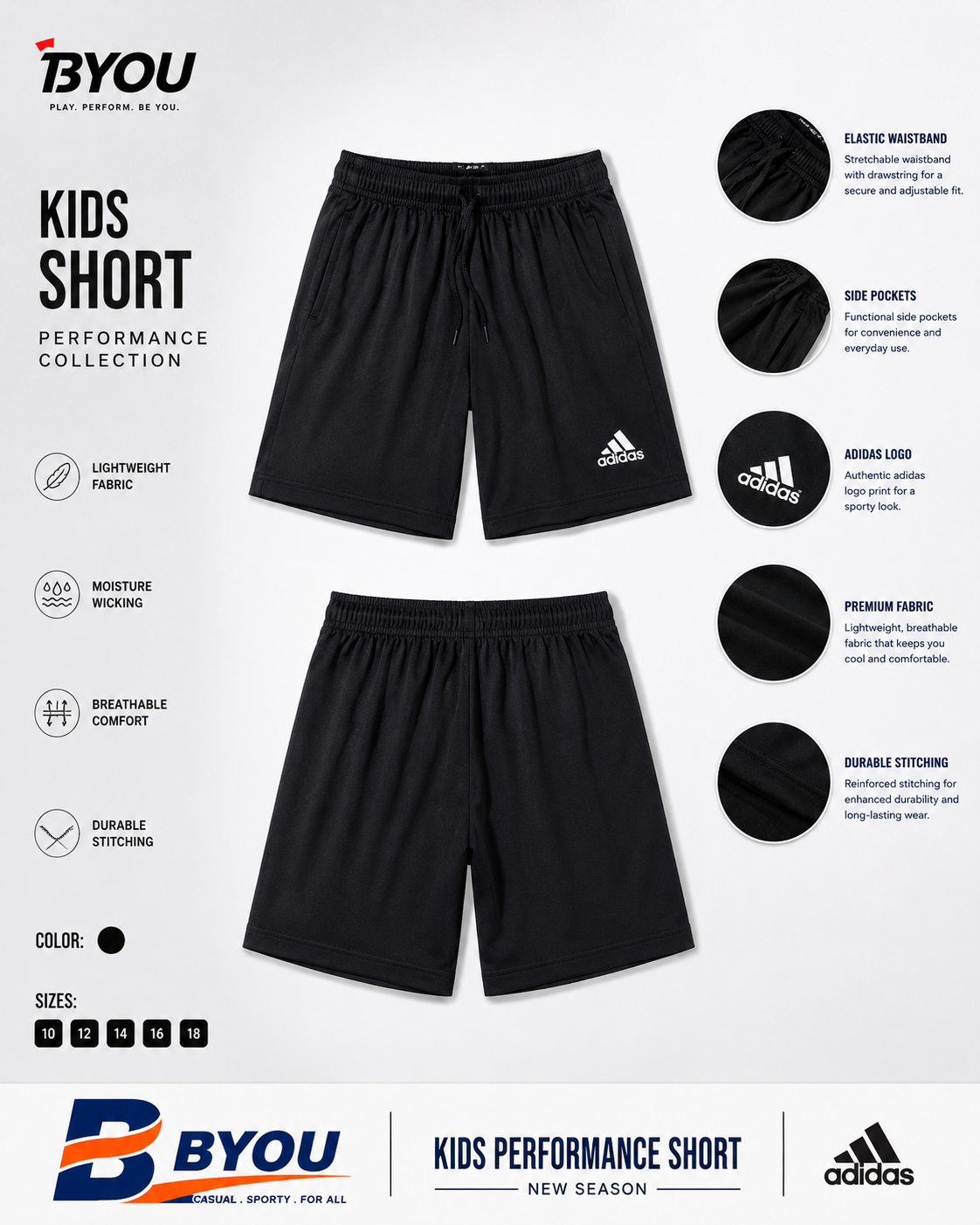 Adidas Kids Shorts – Black