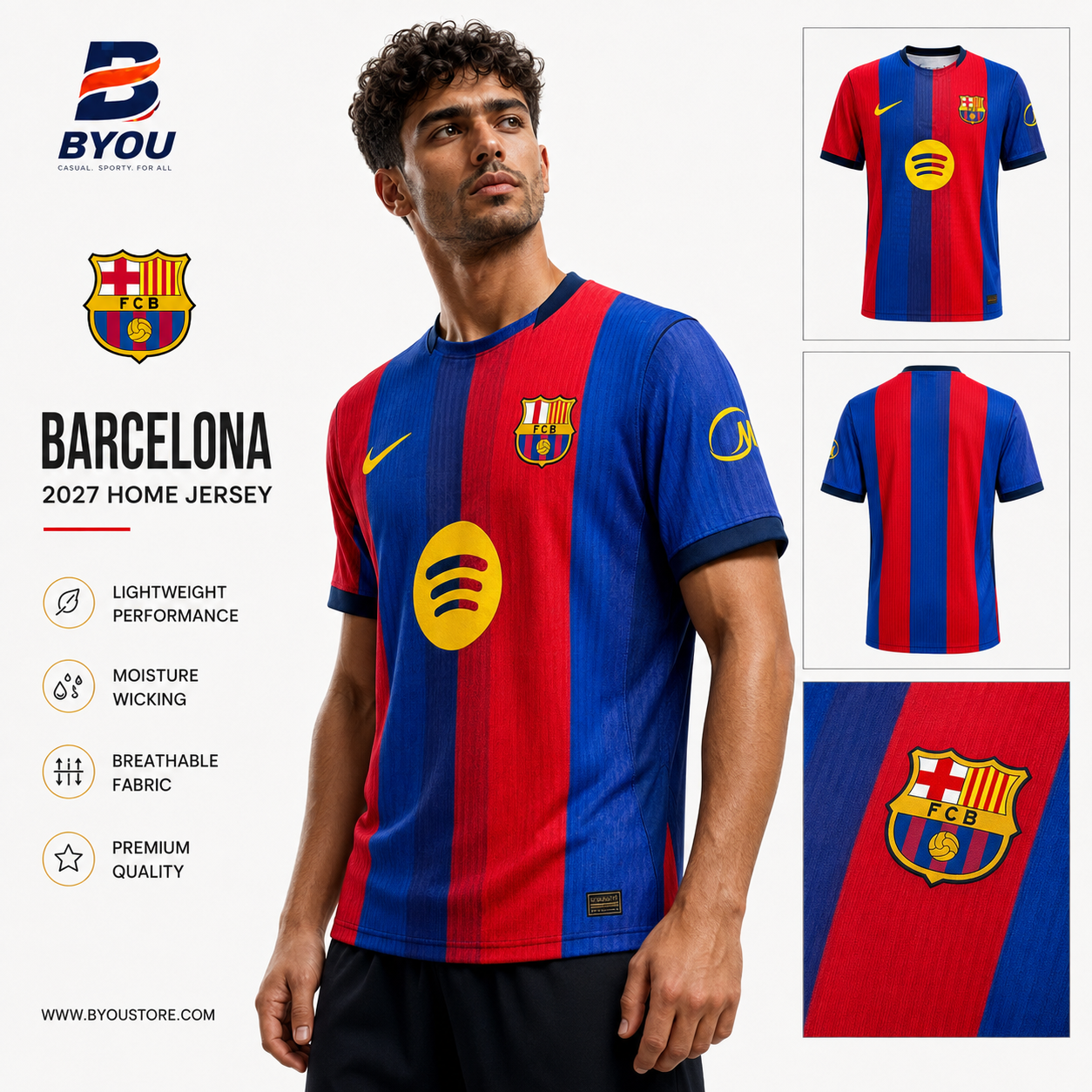 Barcelona 2027 men's home jersey BYOU product hero