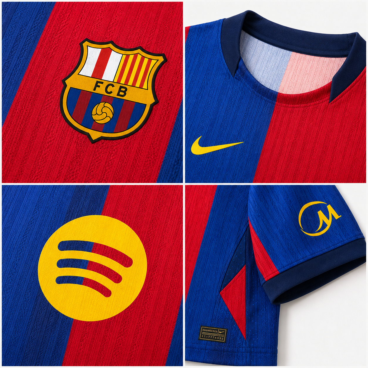 Barcelona 2027 men's home jersey fabric and logo details