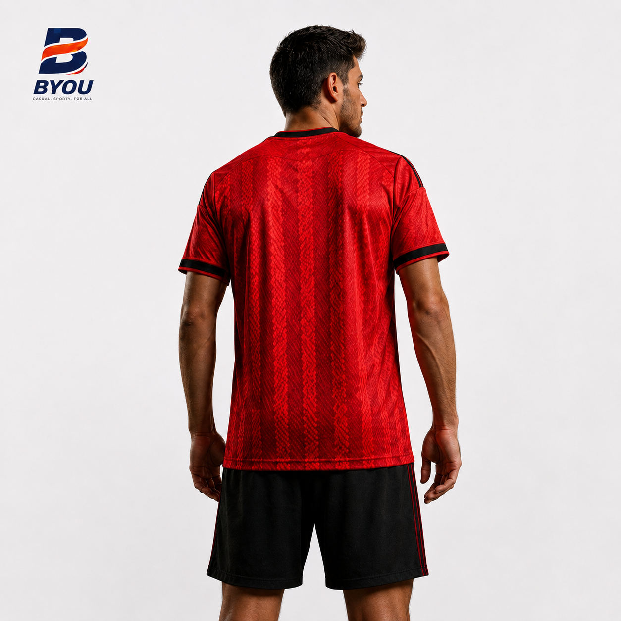 BYOU Al Ahly 2028 Home Jersey plain back view on male model