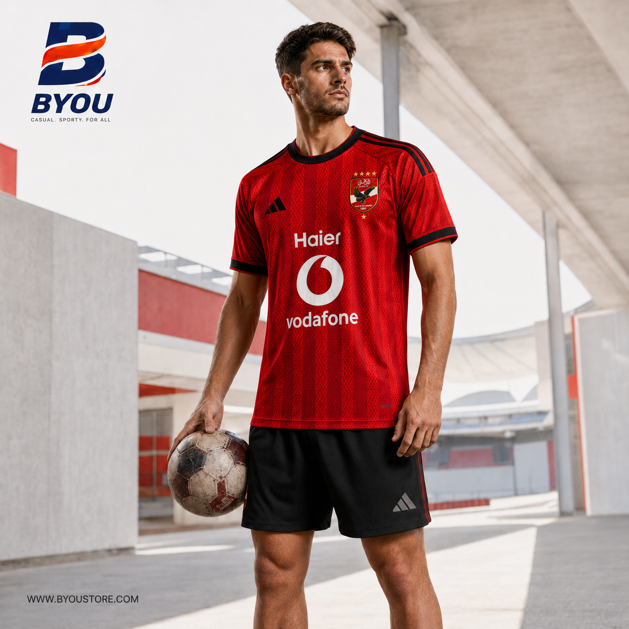 BYOU Al Ahly 2028 Home Jersey male model lifestyle image