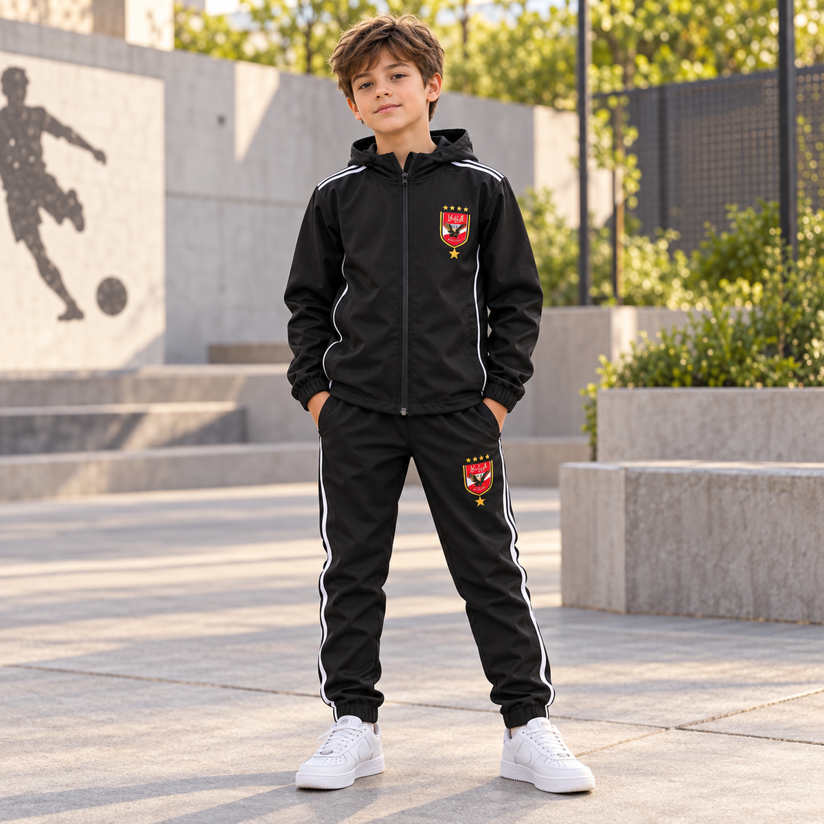 Al Ahly kids waterproof tracksuit black - BYOU