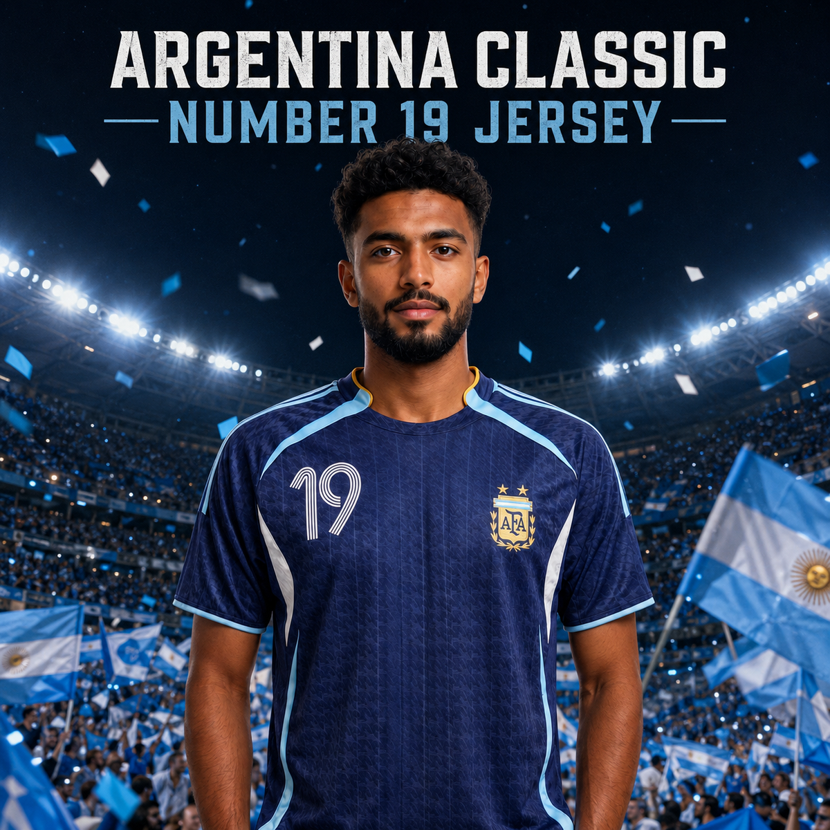 Argentina classic number 19 football jersey