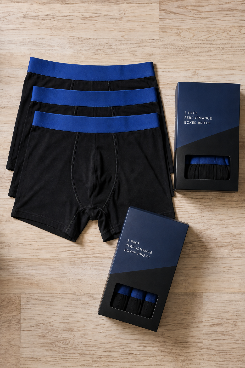 Men's boxer briefs three pack flat lay