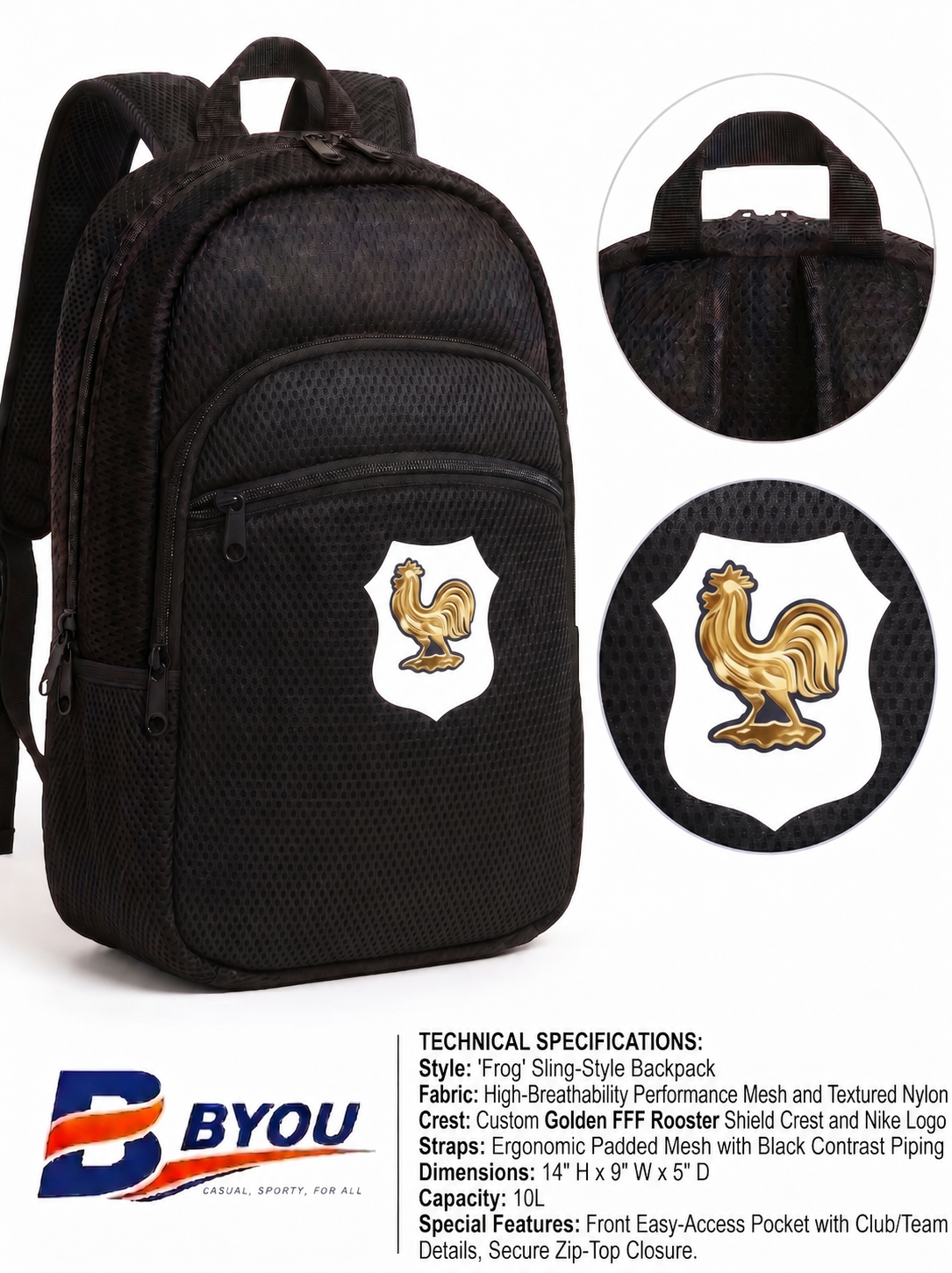 France Frog Backpack primary image without Nike adidas or Puma manufacturer logos